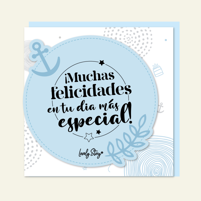 Tarjeta de felicitación “¡Muchas felicidades en tu día más especial!”