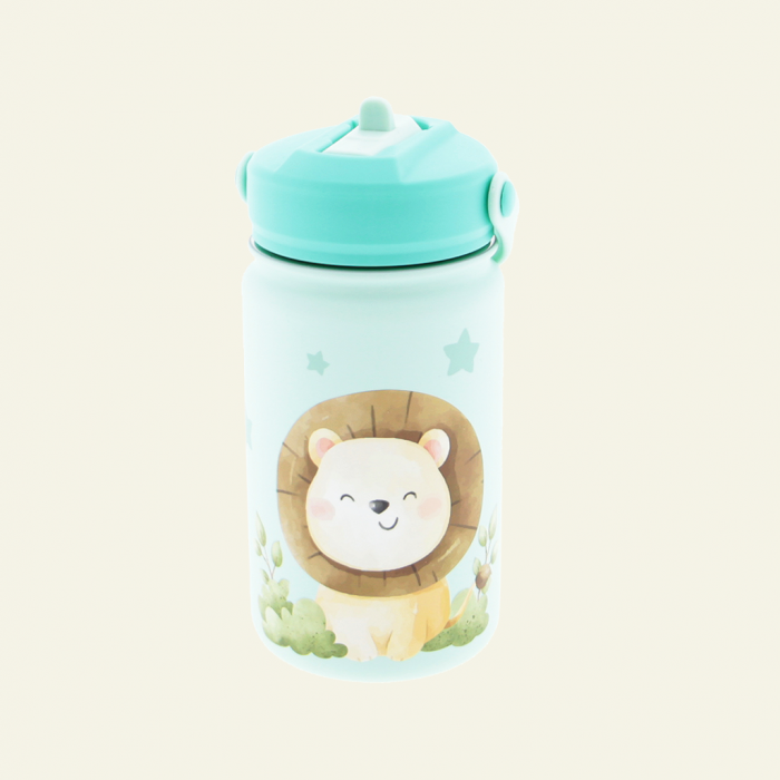 BOTELLA ACERO 330ML ADAPTADOR INFANTIL CON PAJITA - MINT LION