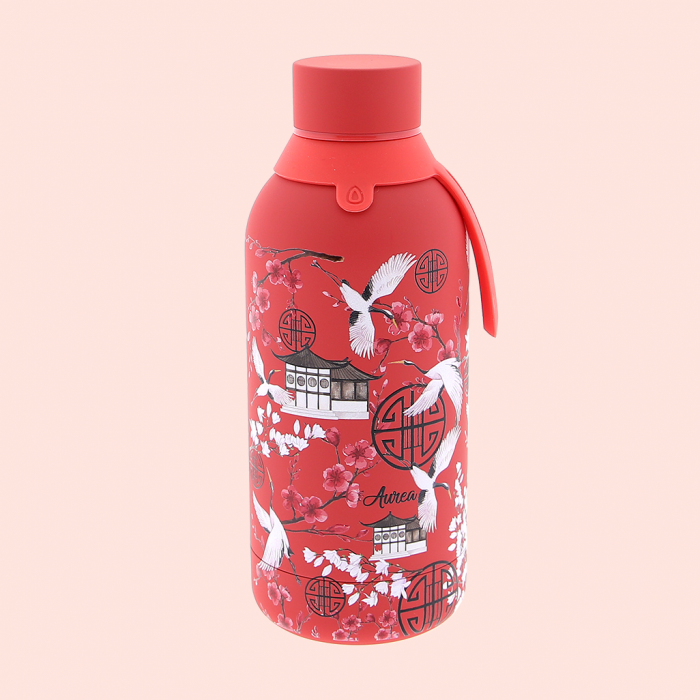 BOTELLA ACERO INOXIDABLE 500ML CORAL RED JAPAN VIBES