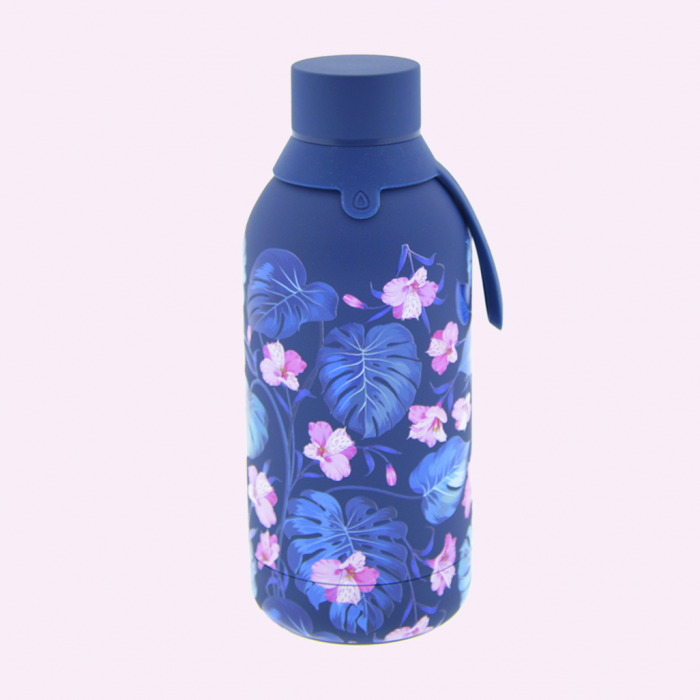 Botella Acero Inoxidable 500ml Dark Blue Exotic Floral