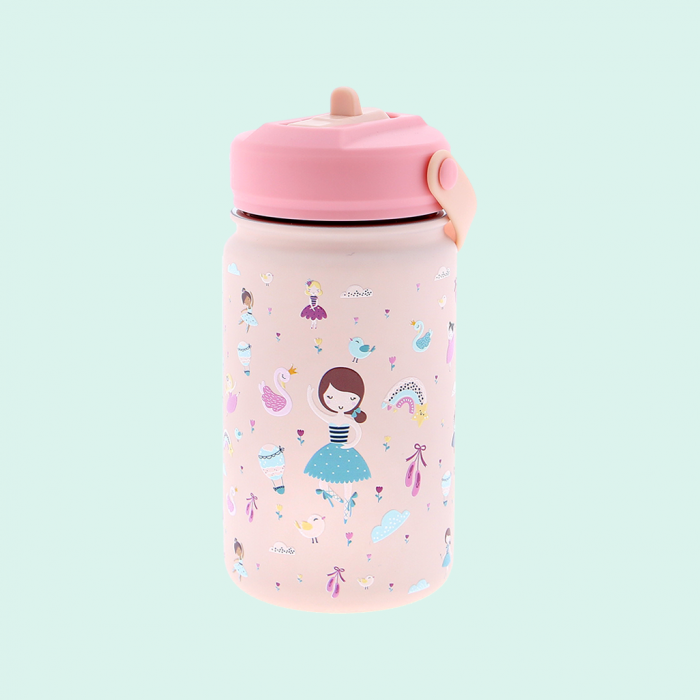 Botella Acero 330ml Adaptador Infantil Con Pajita - Ballet