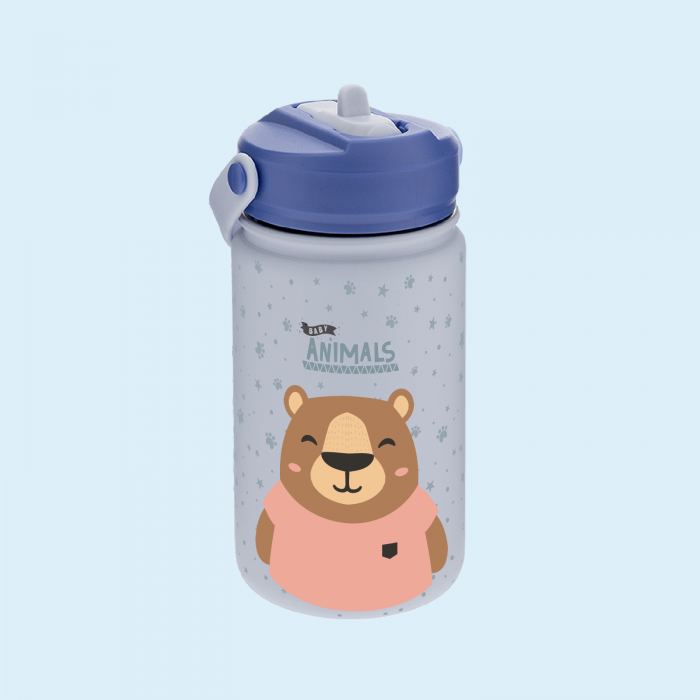 BOTELLA ACERO 330ML ADAPTADOR INFANTIL CON PAJITA - BEAR