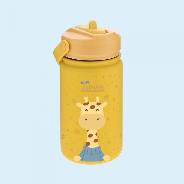 BOTELLA ACERO 330ML ADAPTADOR INFANTIL CON PAJITA - GIRAFFE