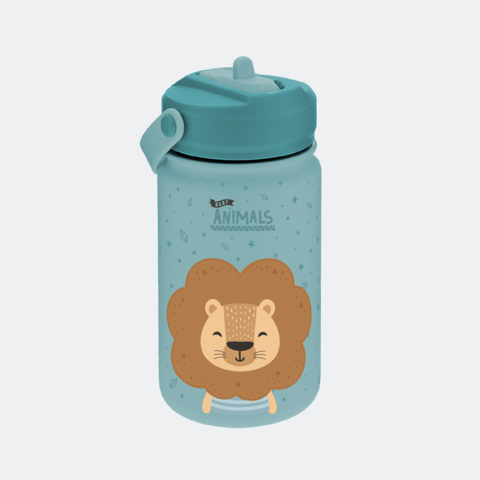 Botella Acero 330ml Adaptador Infantil Con Pajita - Lion