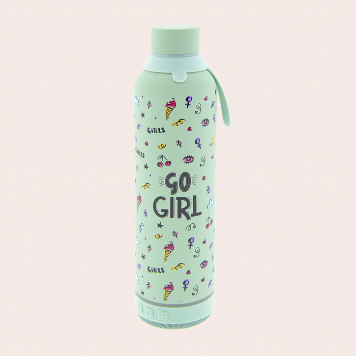 Botella 600ml Con Altavoz - Mint Go Girl