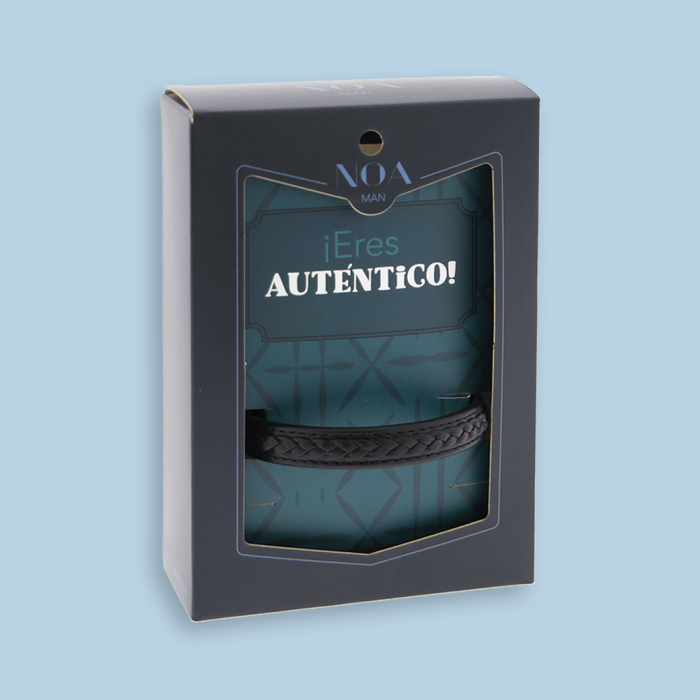 Pulsera trenzada negra - "Eres auténtico"