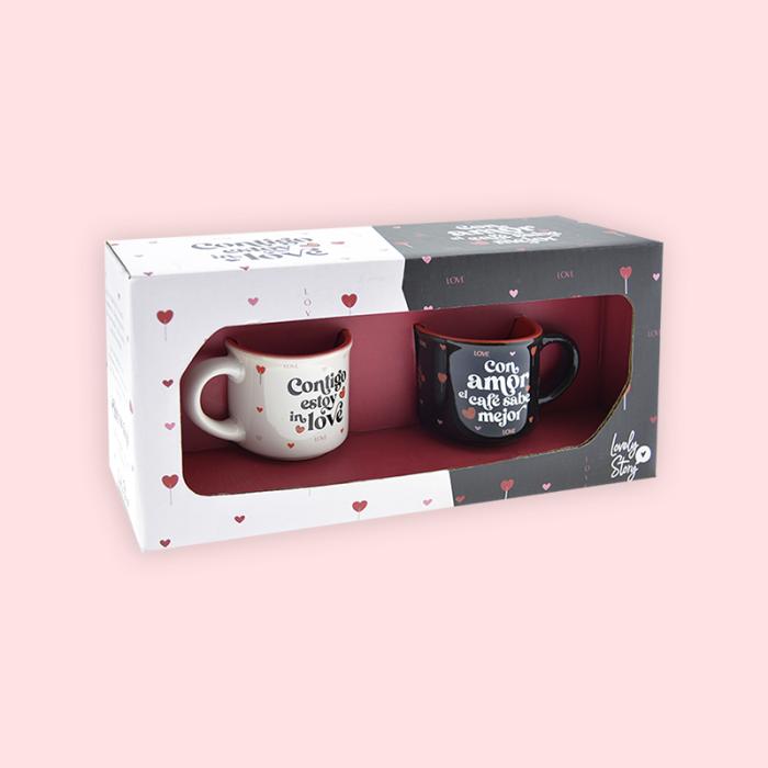 Set tazas mini 50 ml - Contigo estoy in love | Con amor el café sabe mejor