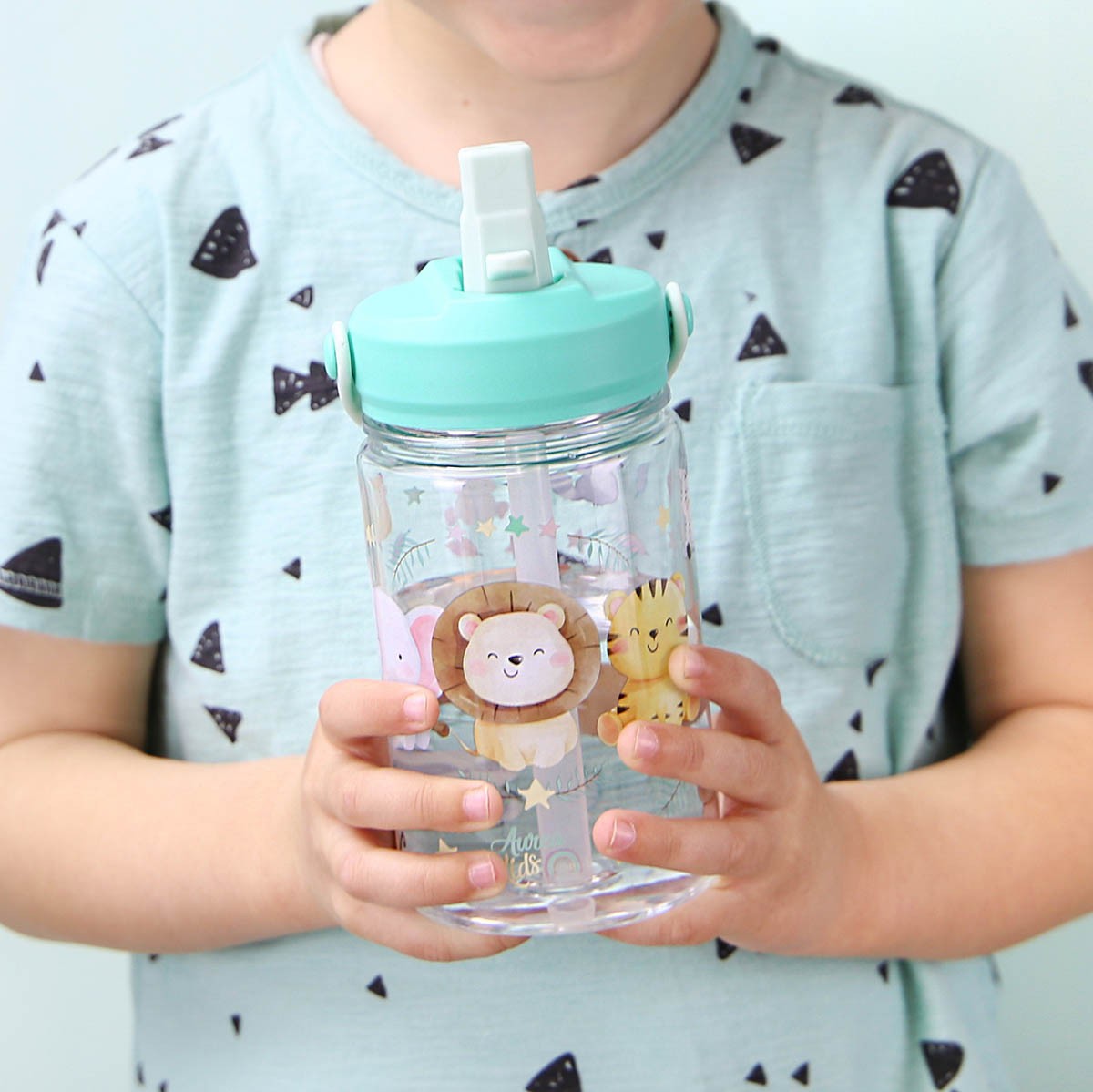 Botella Tritán 350ml Adaptador Infantil Con Pajita - Animals