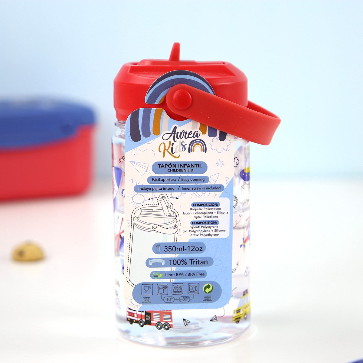 Botella Tritán 350ml Adaptador Infantil Con Pajita - Cars