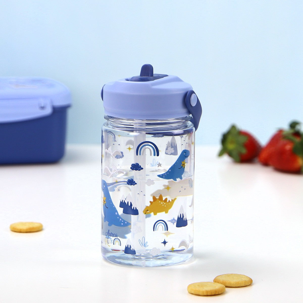 Botella Tritán 350ml Adaptador Infantil Con Pajita - Dinos