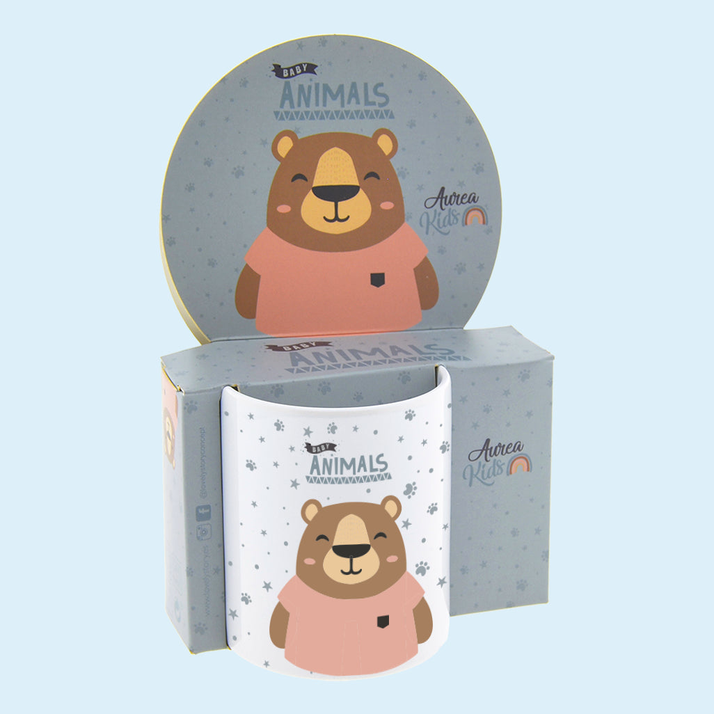 Taza Infantil Cerámica 330ml - 3D Animals