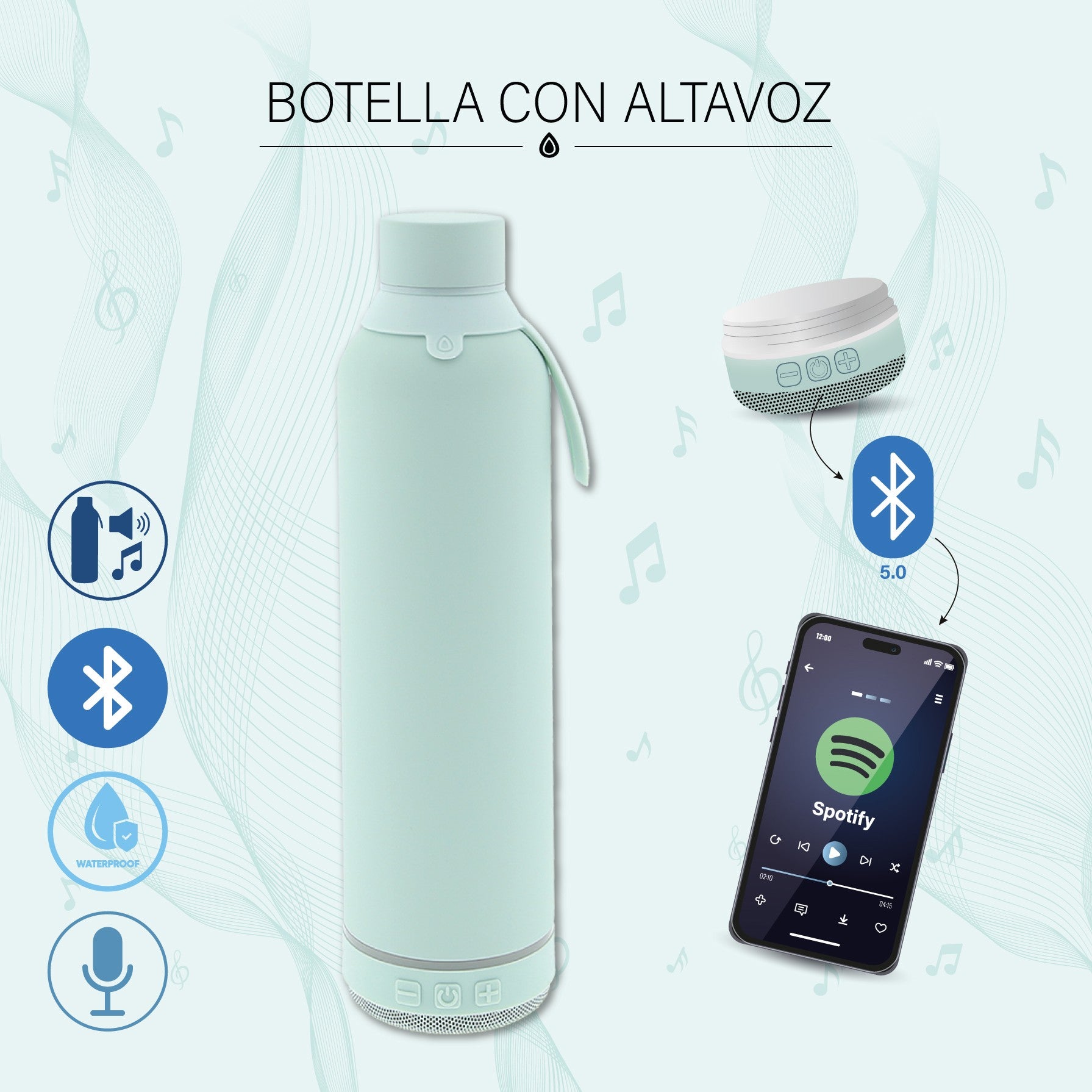Botella 600ml +Altavoz - Mint Dahlia Fest