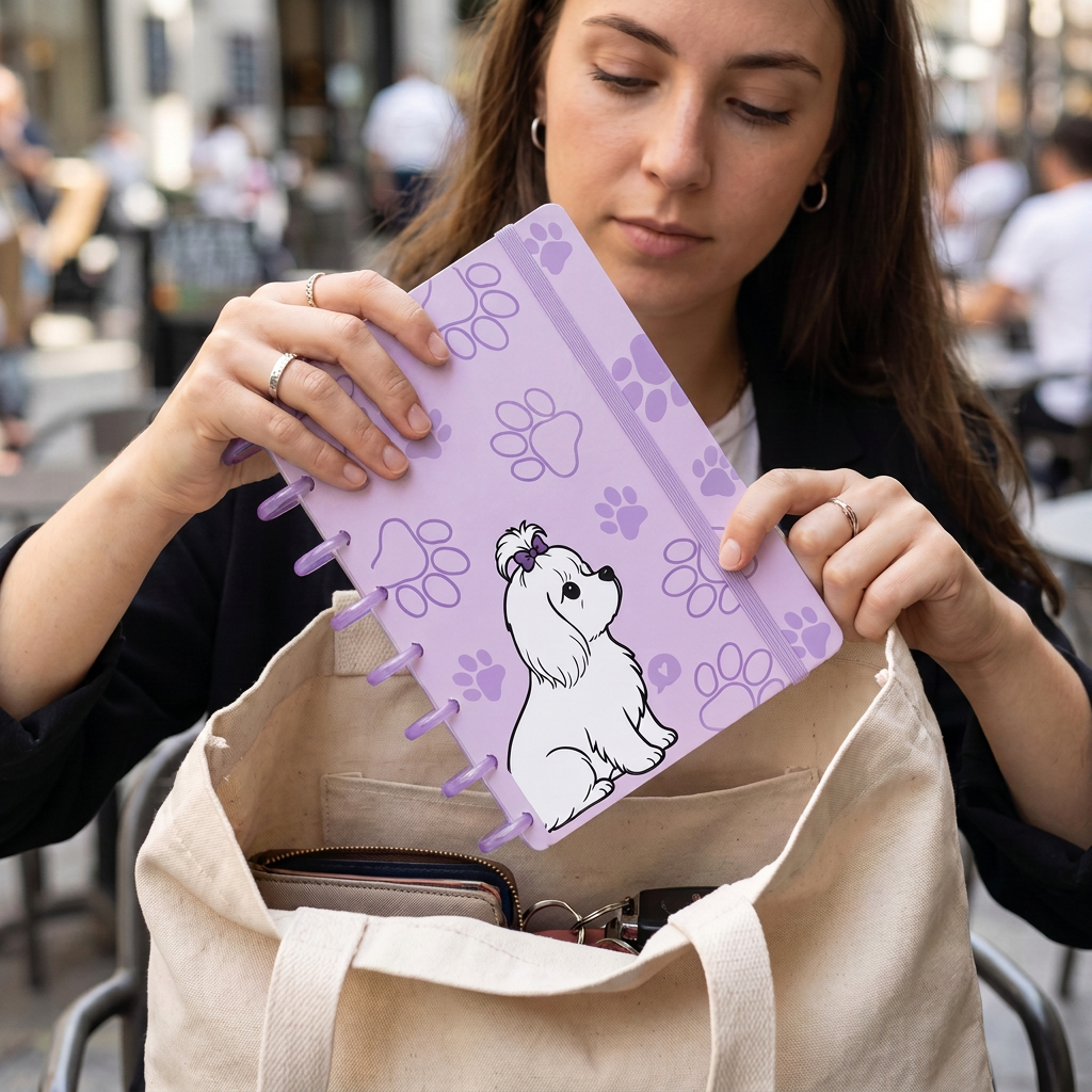 Cuaderno Smartbook Con Sistema de Discos – Fluffy Friend - Color Lila
