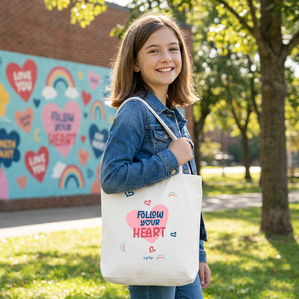 Tote bag de algodón - Follow Your Heart - Ice