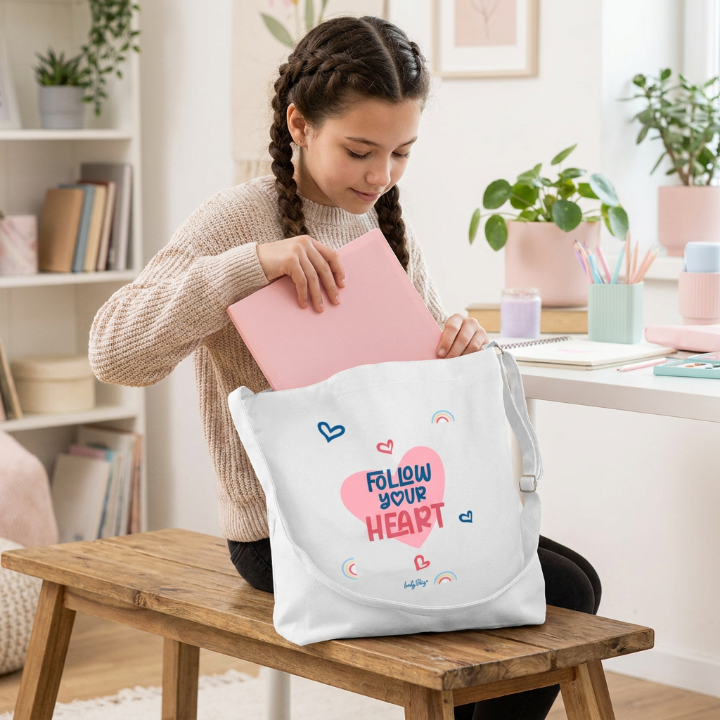 Tote bag de algodón - Follow Your Heart - Ice