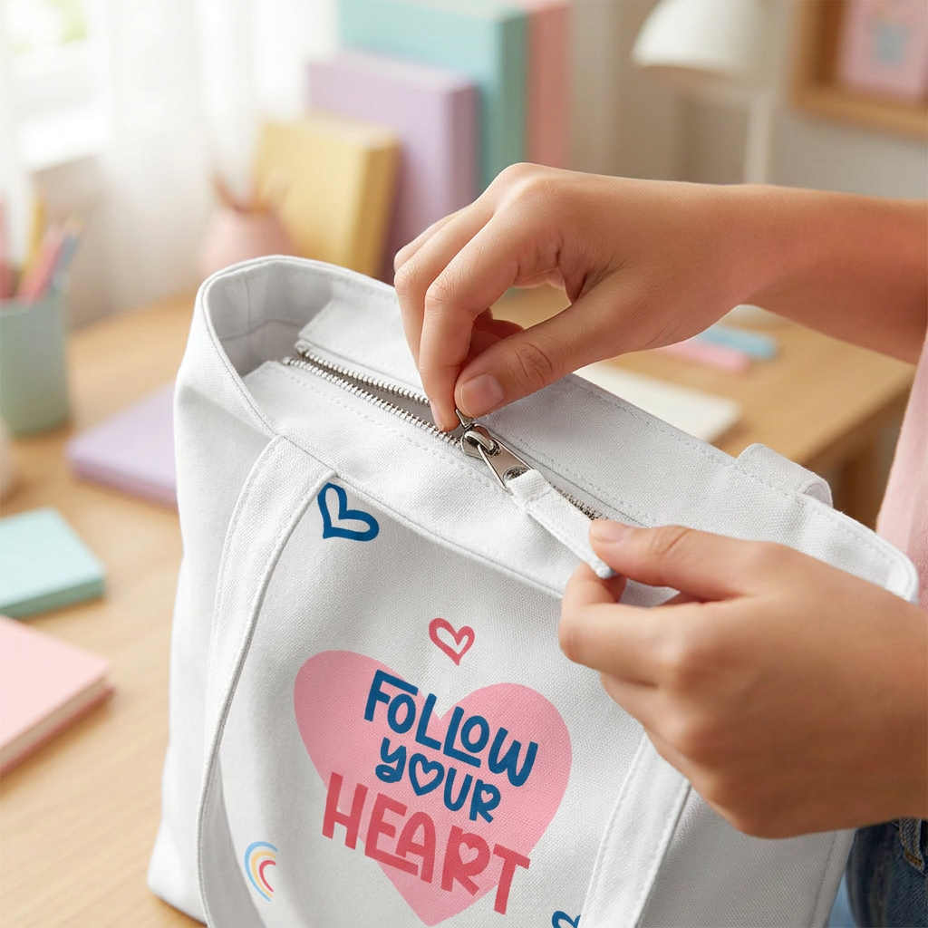 Tote bag de algodón - Follow Your Heart - Ice