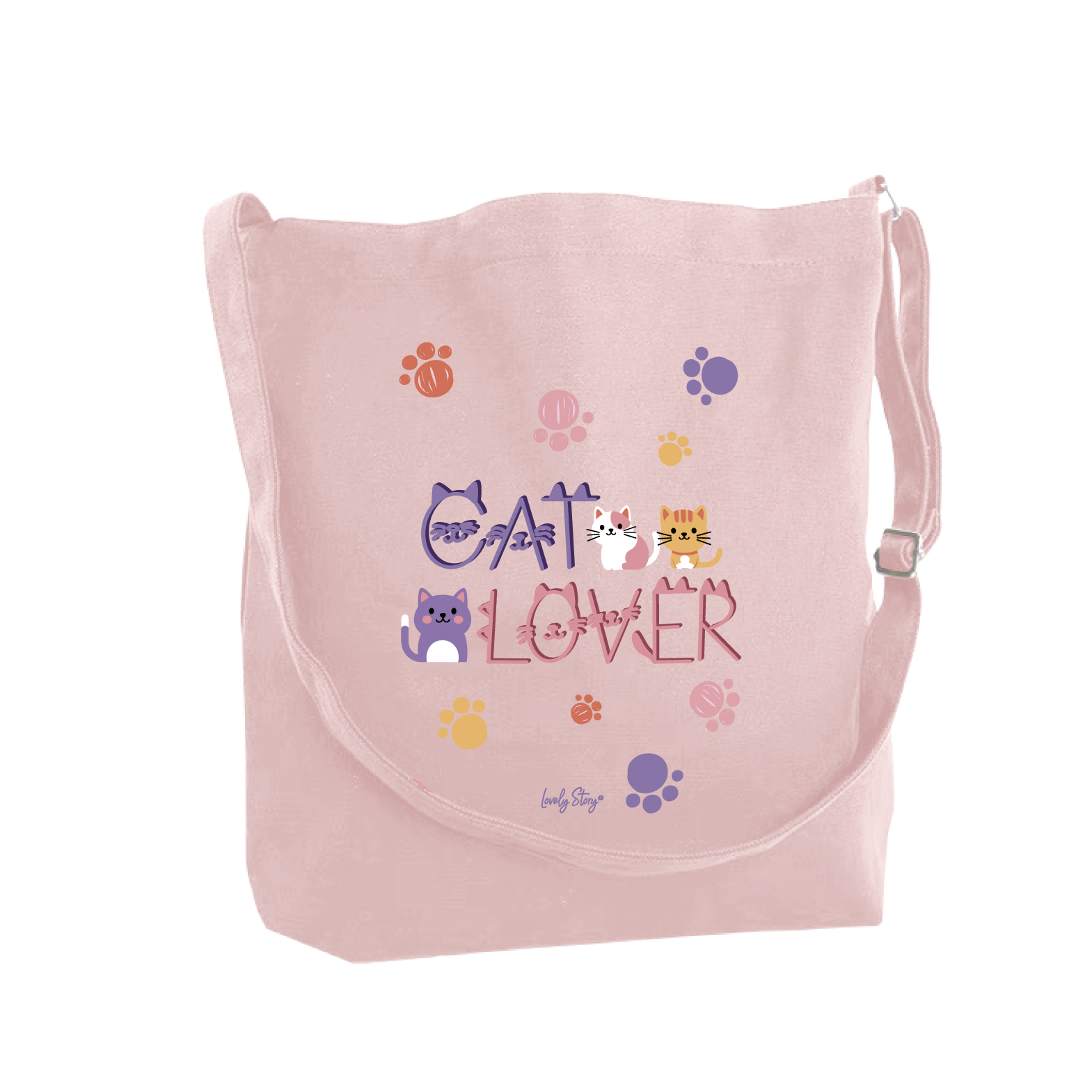 Tote bag de algodón - Cat Lover - Pink