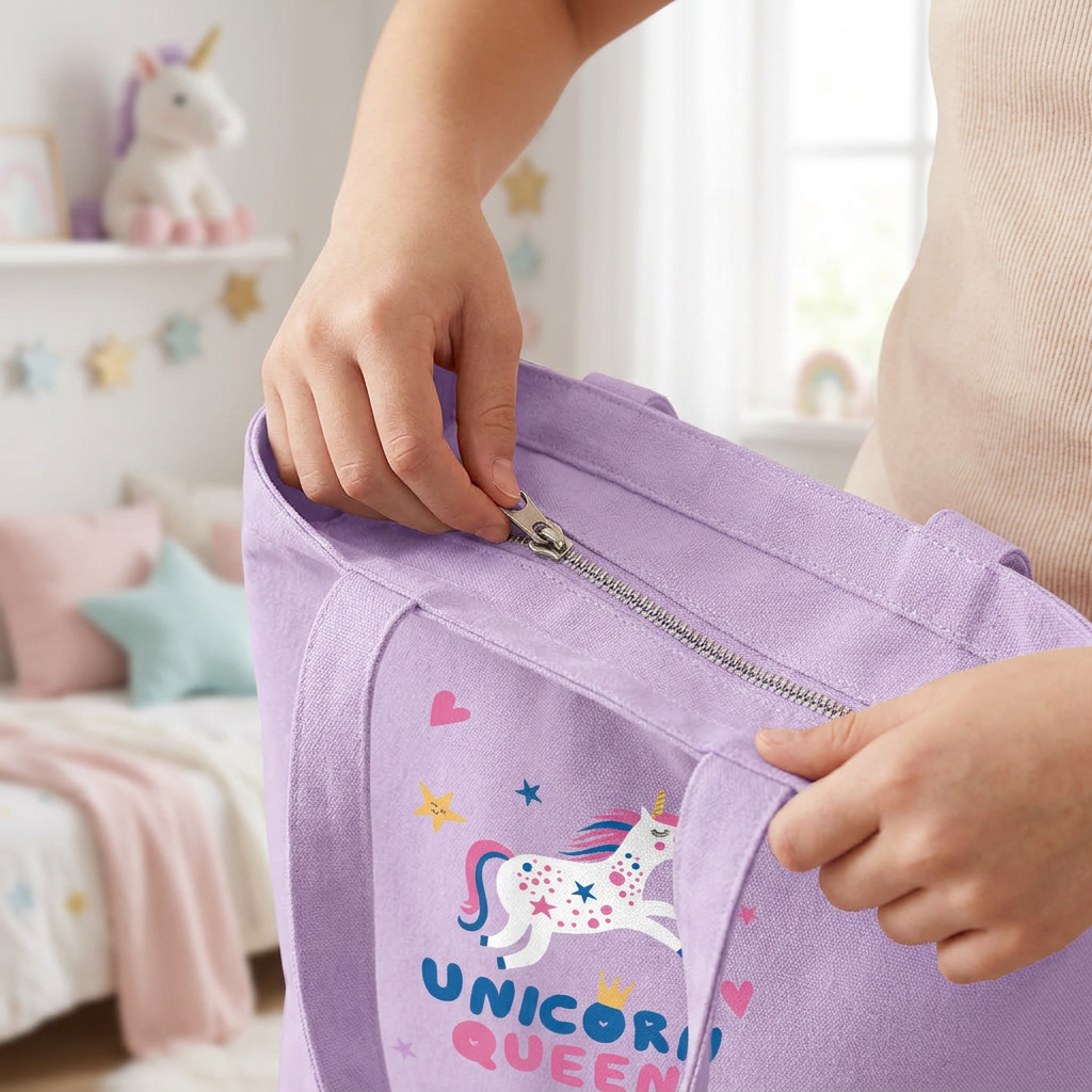 Tote bag de algodón - Unicorn Queen - Lilac