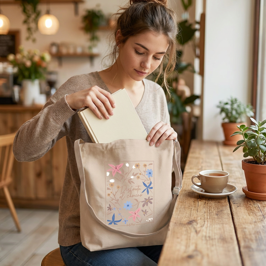 Tote Bag de Algodón - Petal Whisper - Color Sand