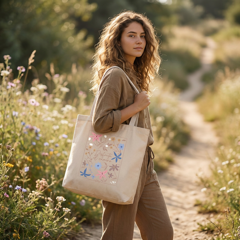 Tote Bag de Algodón - Petal Whisper - Color Sand