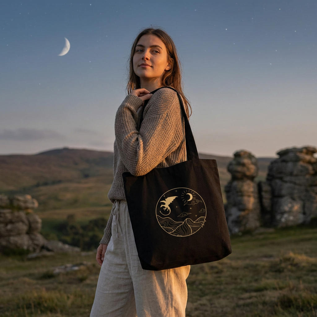 Tote bag de algodón - Draconis - Black