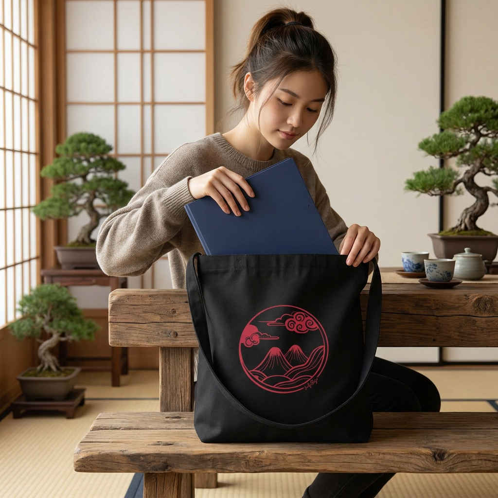 Tote Bag de Algodón -Kyoto- Color Black