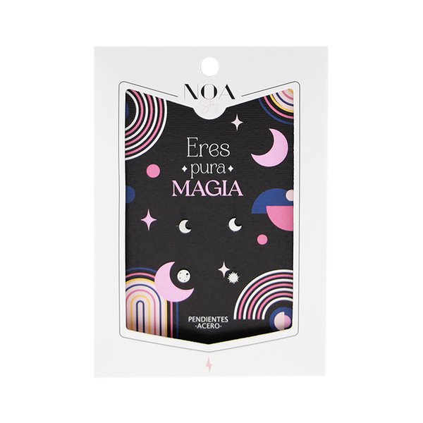 Pendientes acero plateado - "Eres pura magia"