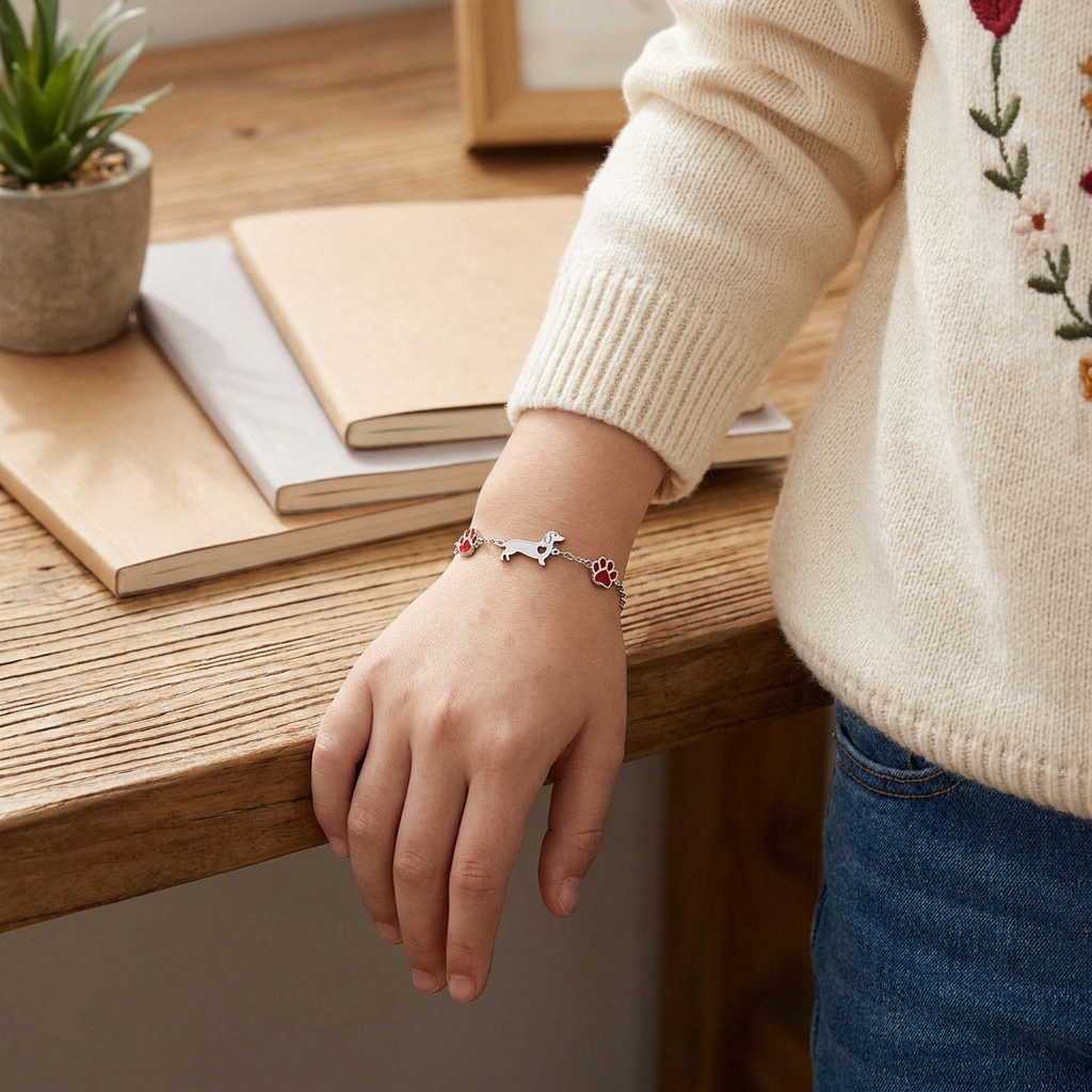 Pulsera corazón de acero plateado - ¡Solo tú dejas huellas! - Silver