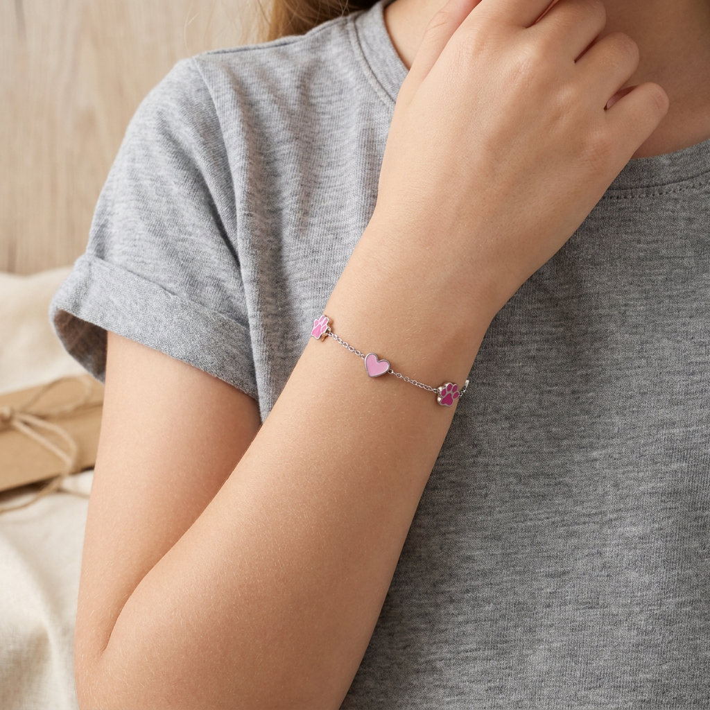 Pulsera corazón de acero plateado - Las mejores aventuras tienen 4 patas - Silver