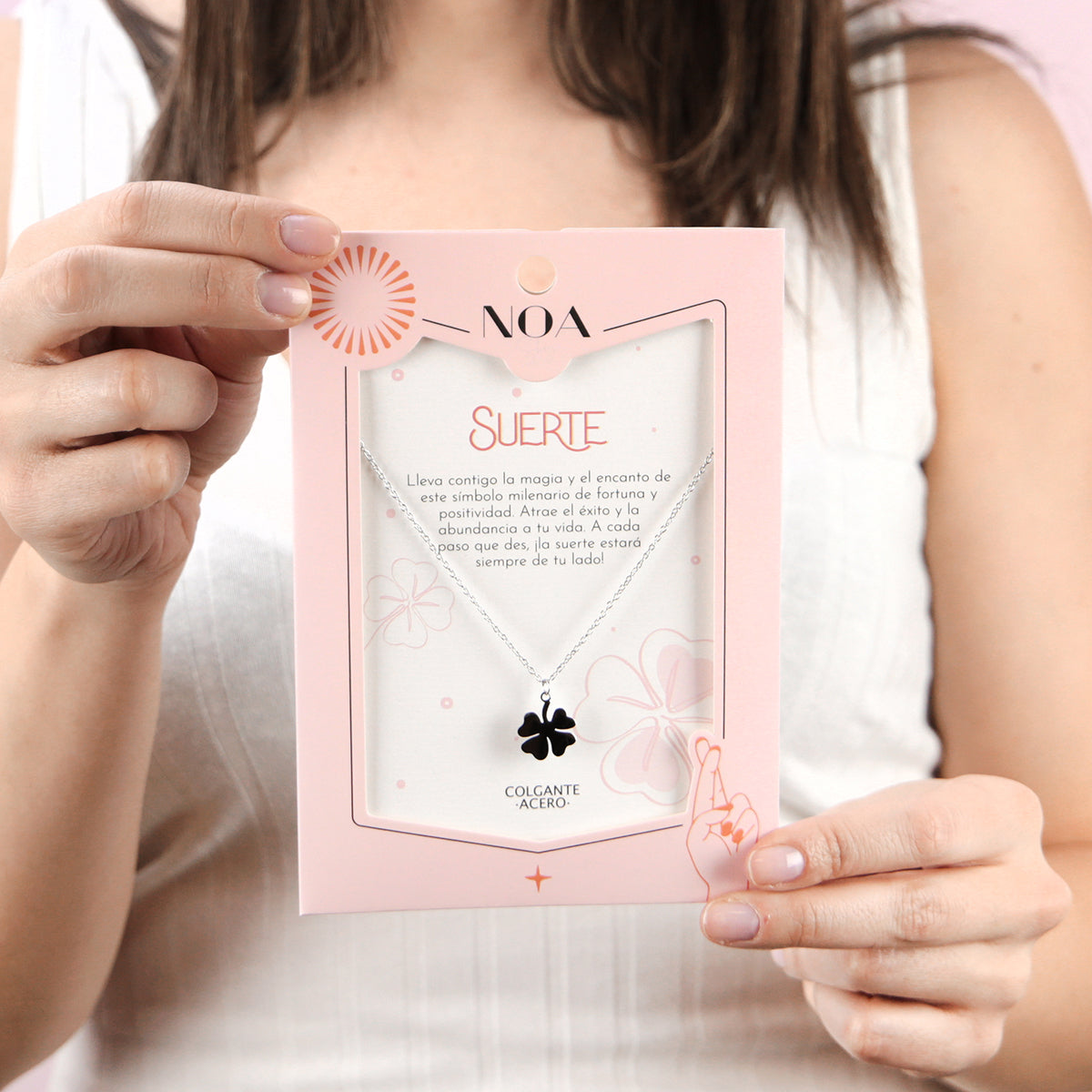 Colgante de acero plateado Lucky - Noa Story