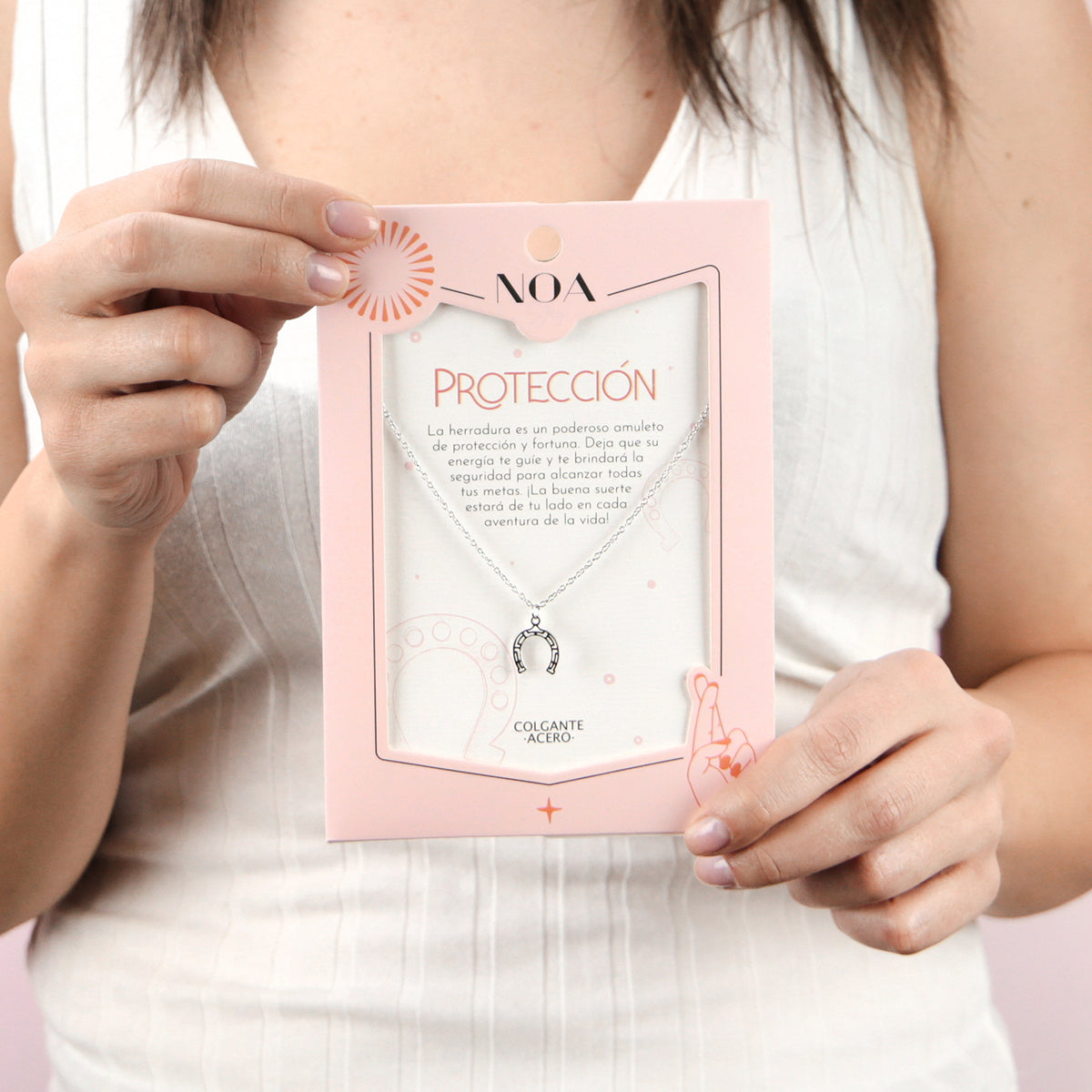 Colgante de acero plateado Lucky - Noa Story