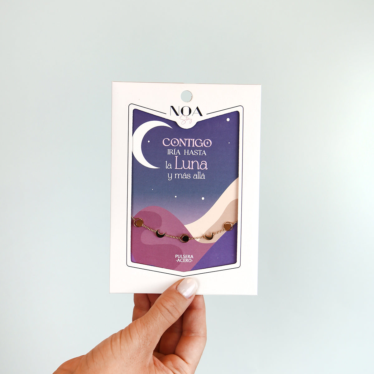 Pulsera de acero dorado - Contigo iría hasta la Luna y más allá