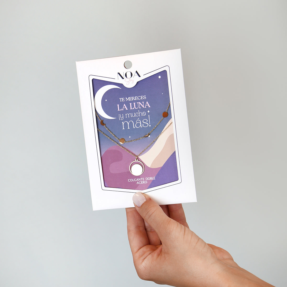 Colgante doble de acero dorado - Te mereces la Luna ¡y mucho más!