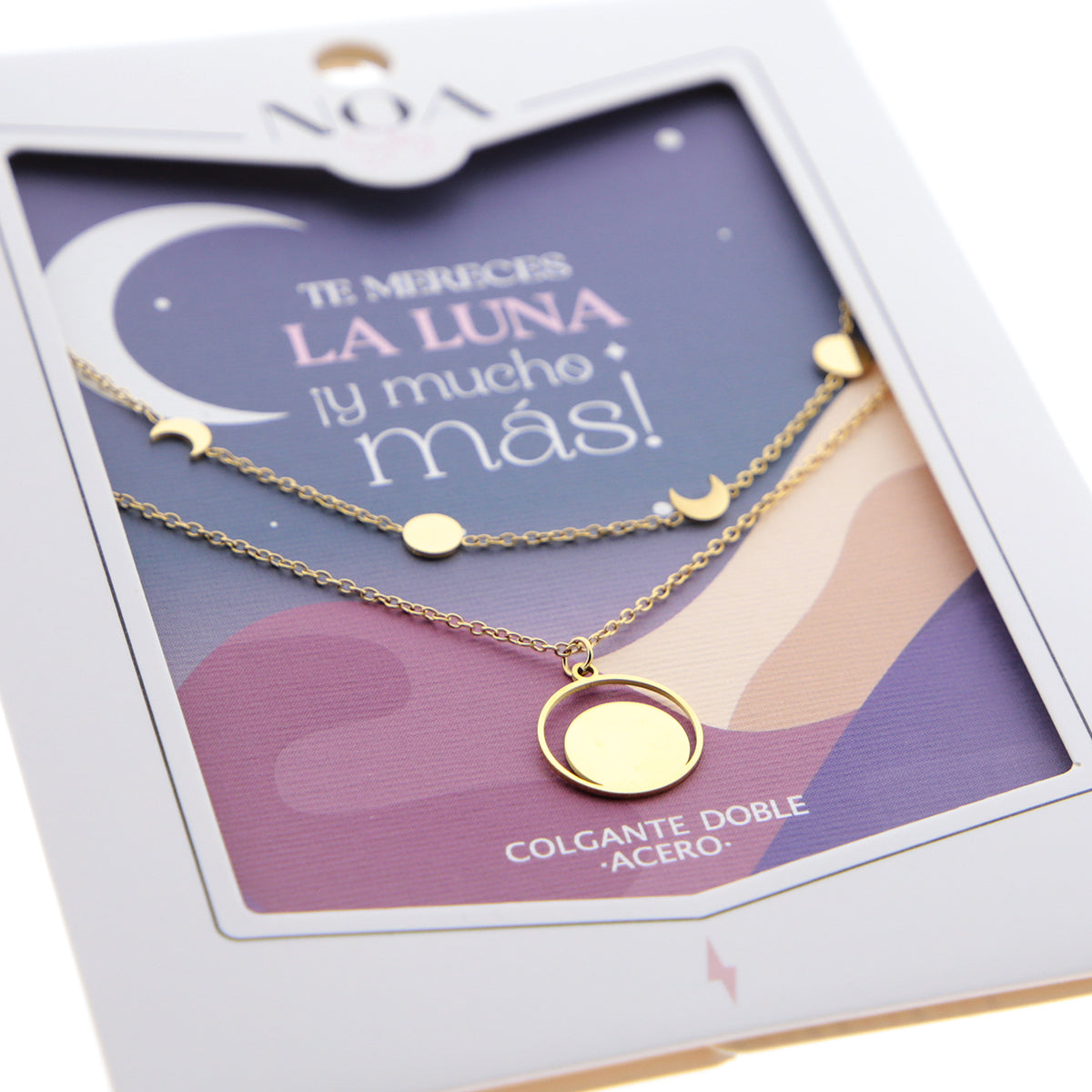 Colgante doble de acero dorado - Te mereces la Luna ¡y mucho más!