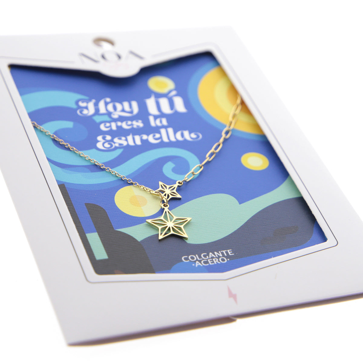 Colgante largo de acero dorado - Hoy tú eres la estrella