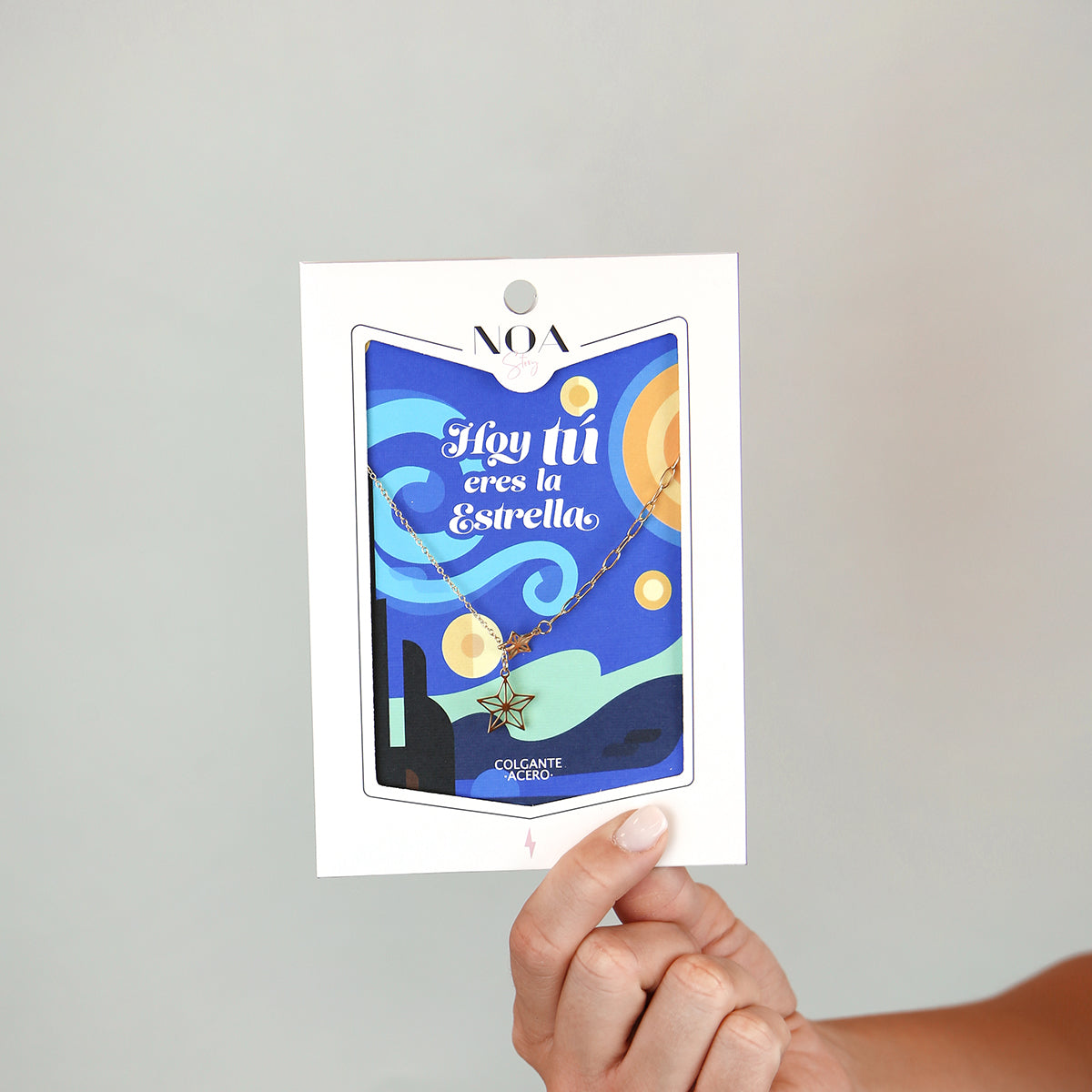 Colgante largo de acero dorado - Hoy tú eres la estrella