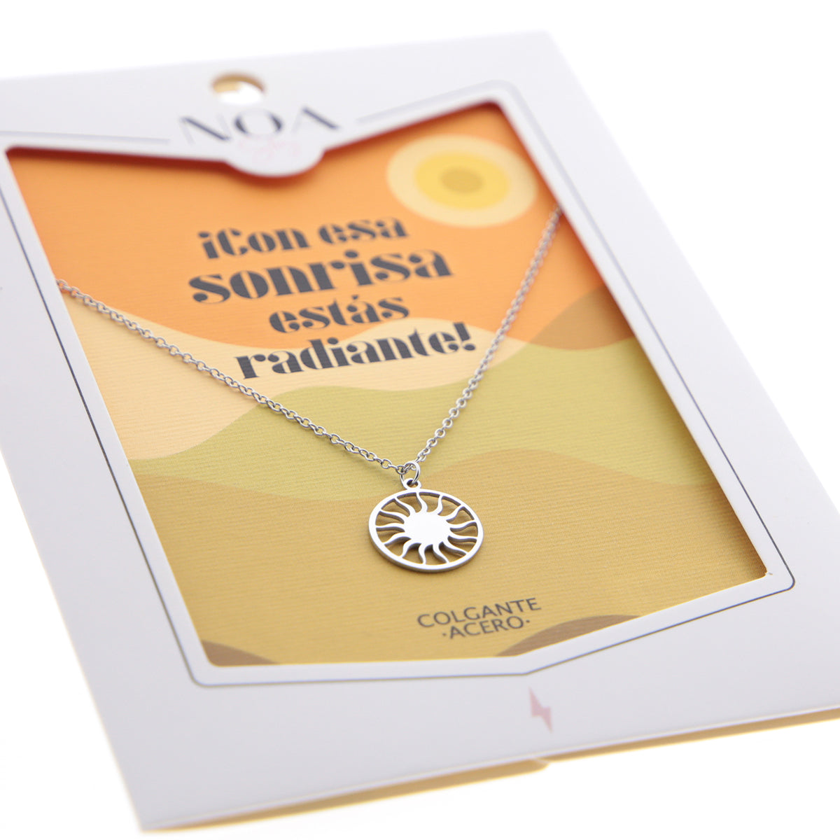 Colgante de acero plateado - Con esa sonrisa estás radiante
