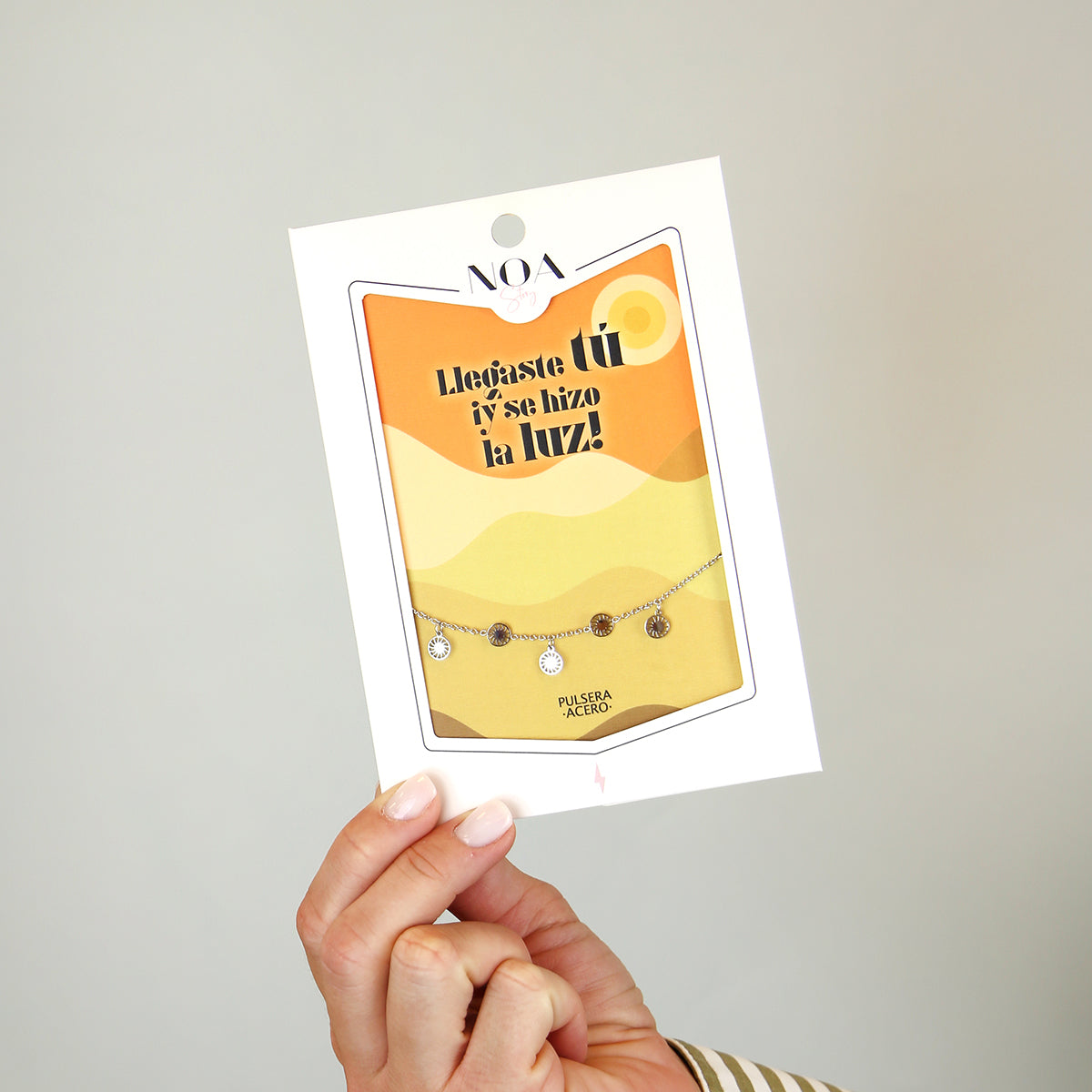 Pulsera de acero plateado - Llegaste tú ¡y se hizo la luz!
