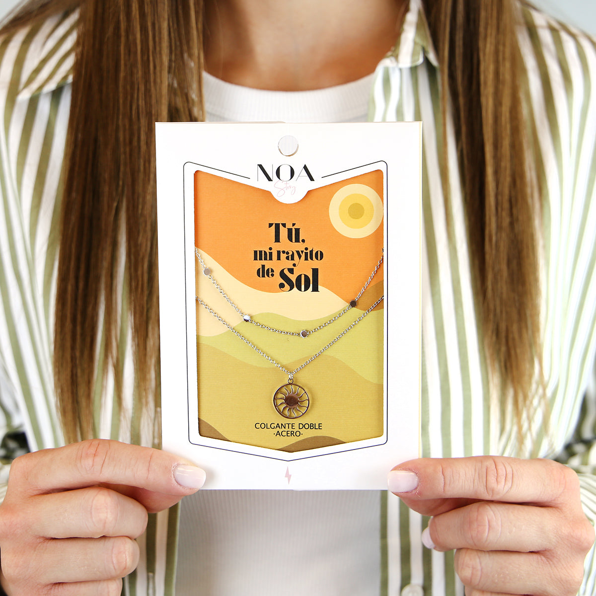 Colgante doble de acero plateado - Tú mi rayito de Sol
