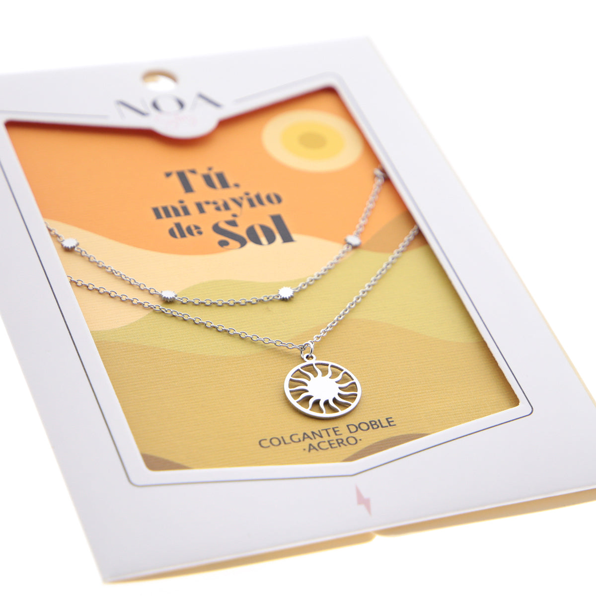 Colgante doble de acero plateado - Tú mi rayito de Sol