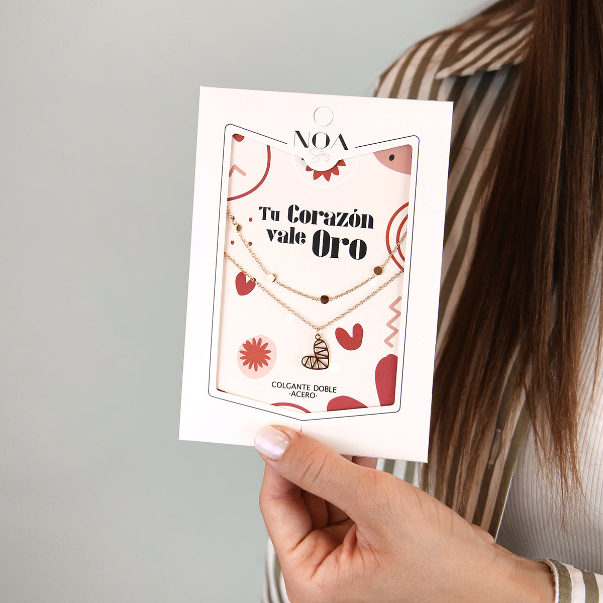 Colgante doble de acero dorado - Tu corazón vale oro