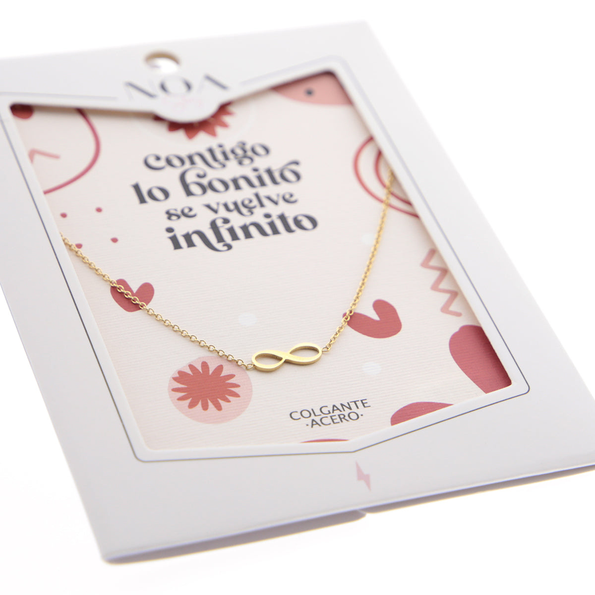 Colgante de acero dorado - Contigo lo bonito se vuelve infinito