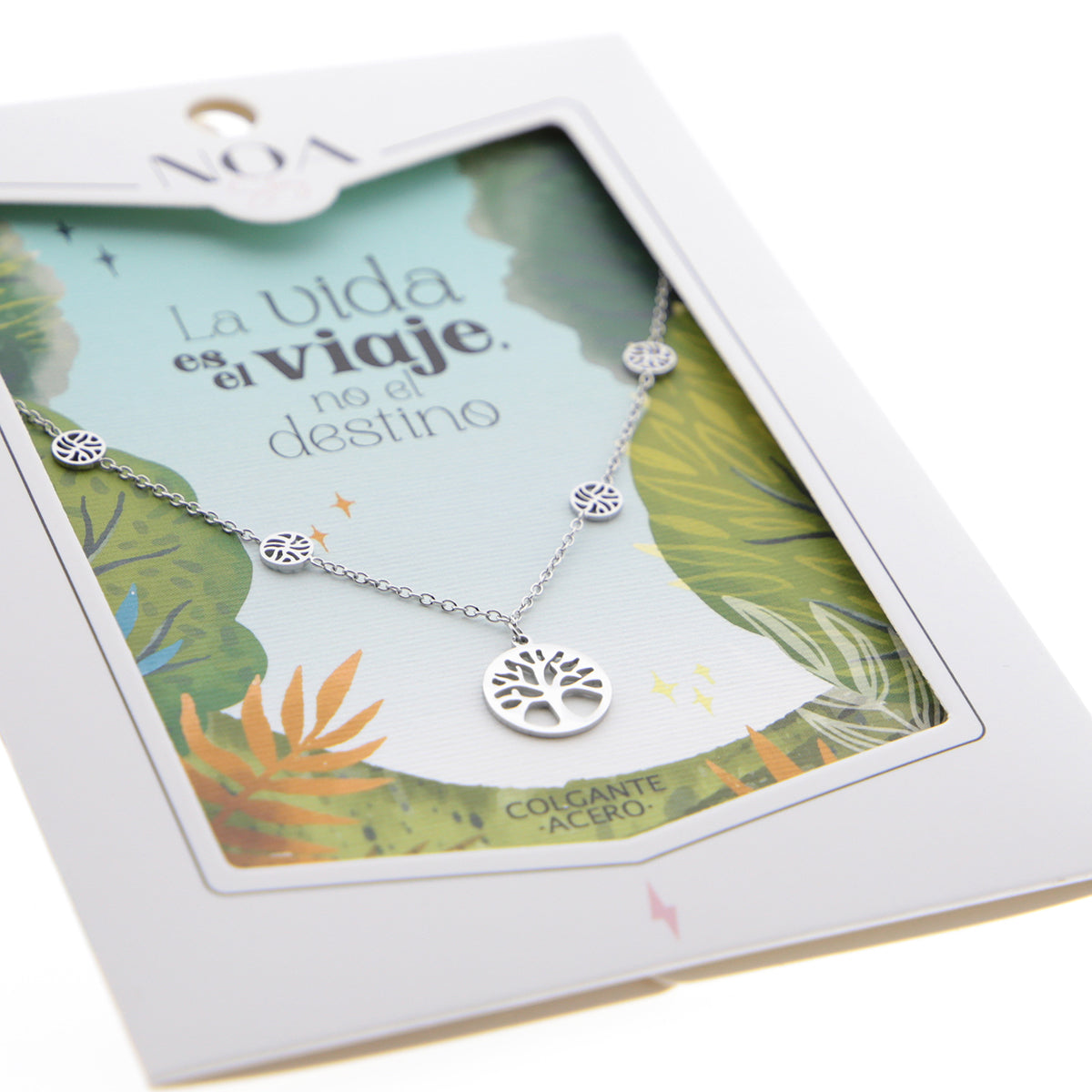 Colgante de acero plateado - La vida es el viaje, no el destino