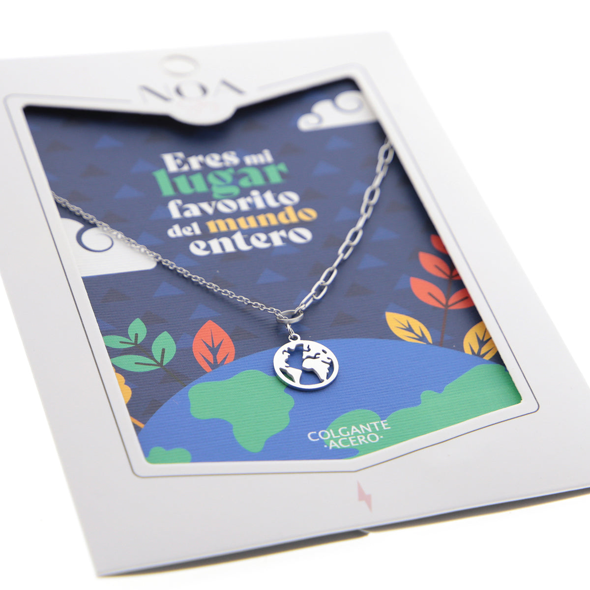 Colgante largo de acero plateado - Eres mi lugar favorito del mundo entero