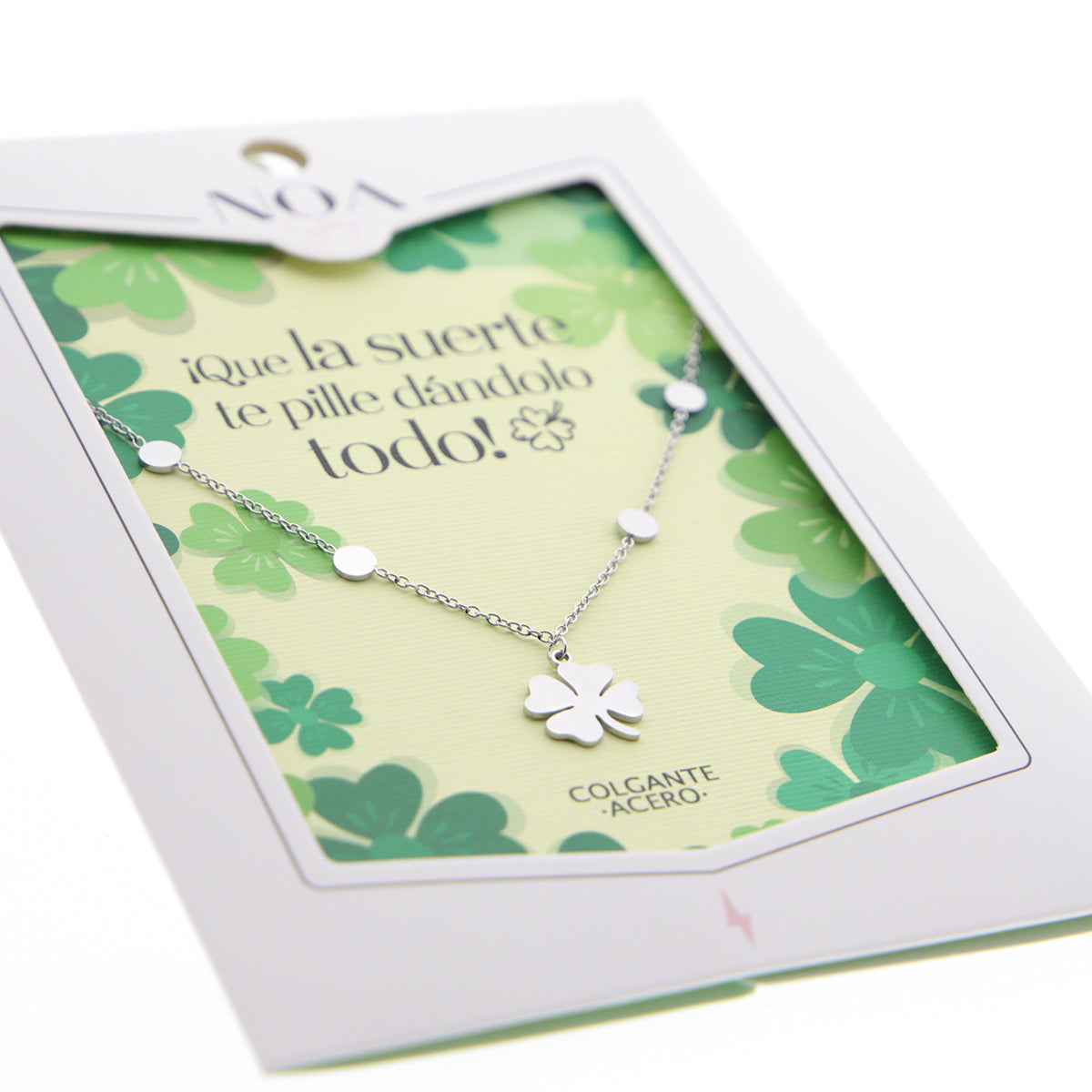 Colgante de acero plateado - ¡Que la suerte te pille dándolo todo!