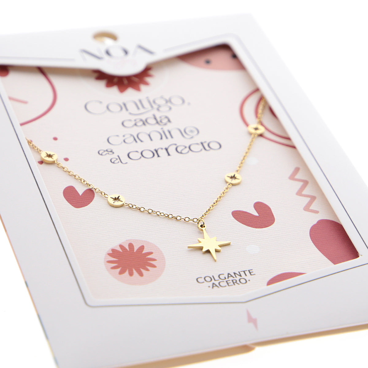 Colgante de acero dorado - Contigo, cada camino es el correcto