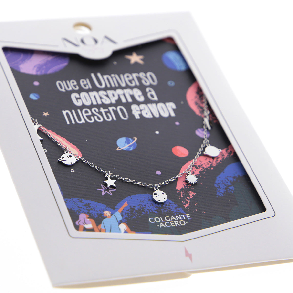 Colgante de acero plateado - Que el Universo conspire a nuestro favor