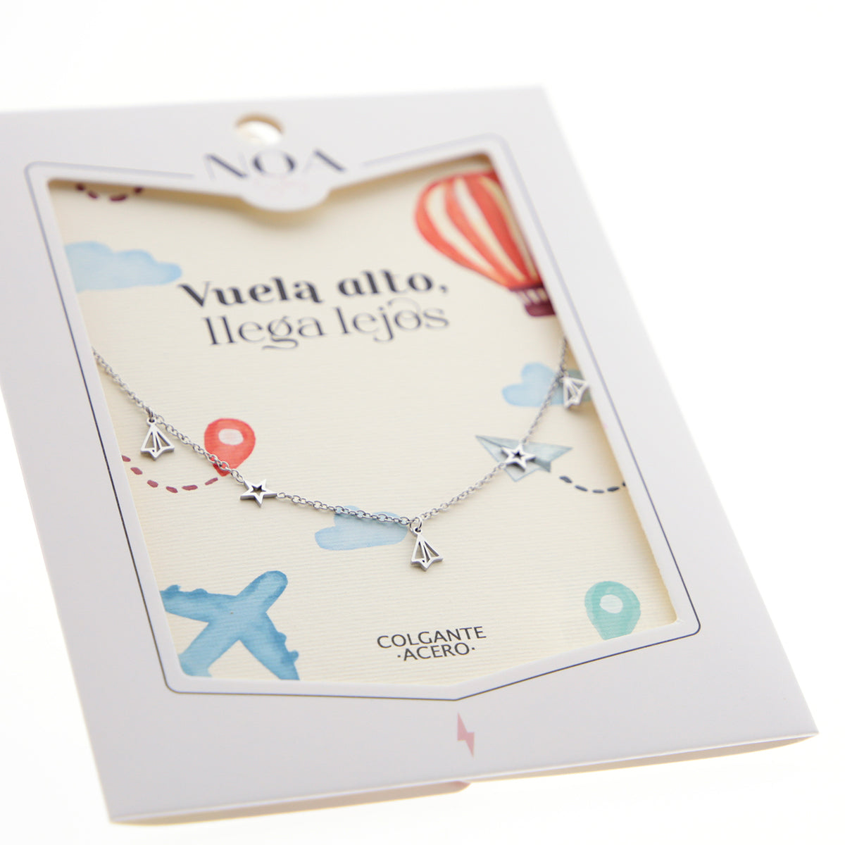 Colgante de acero plateado - Vuela alto, llega lejos