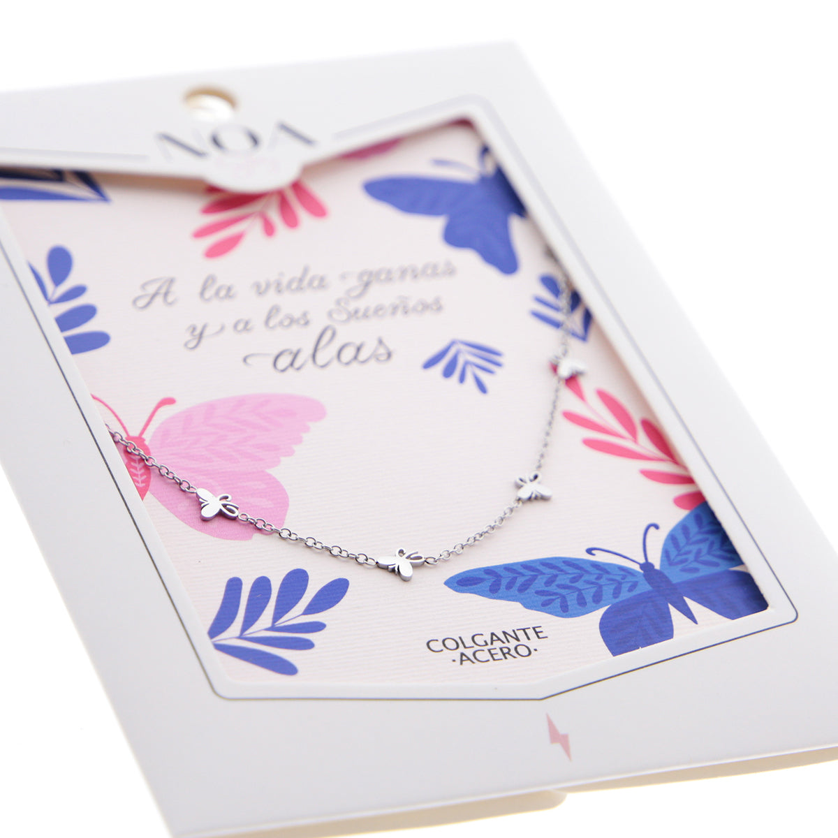 Colgante de acero plateado - A la vida ganas y a los sueños alas