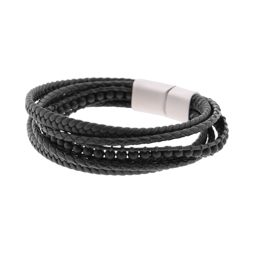 Pulsera de cuero y acero inoxidable Noa Man